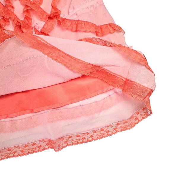 ViTG Y2K Tracy Reese Babydoll Cami Top Sz.8 Peach Silk Ruffle Fairy Coquette - Picture 9 of 11